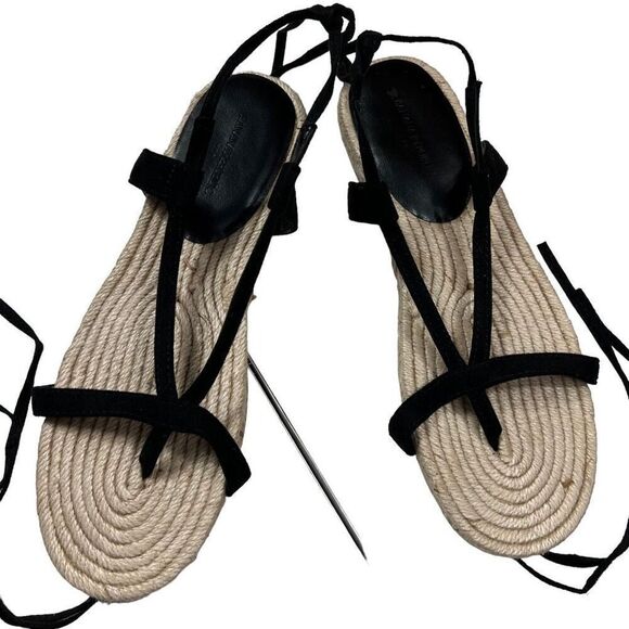 Banana Republic Leather Gladiator Style Espadrille Flat Sandals Women’s Size 7.5 - Picture 2 of 6